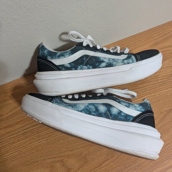 Vans Old Skool Overt Cc Black & Blue Tie-Dye PLATFORM Sneaker Shoes Size 10.5/12 - Picture 8 of 10